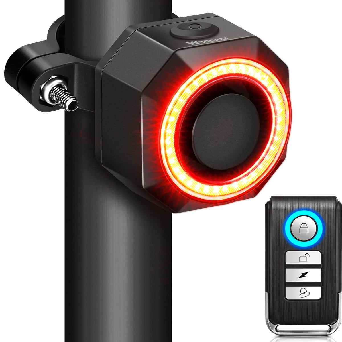 wsdcam front view of tail light showing compact design and clear lens for visibility