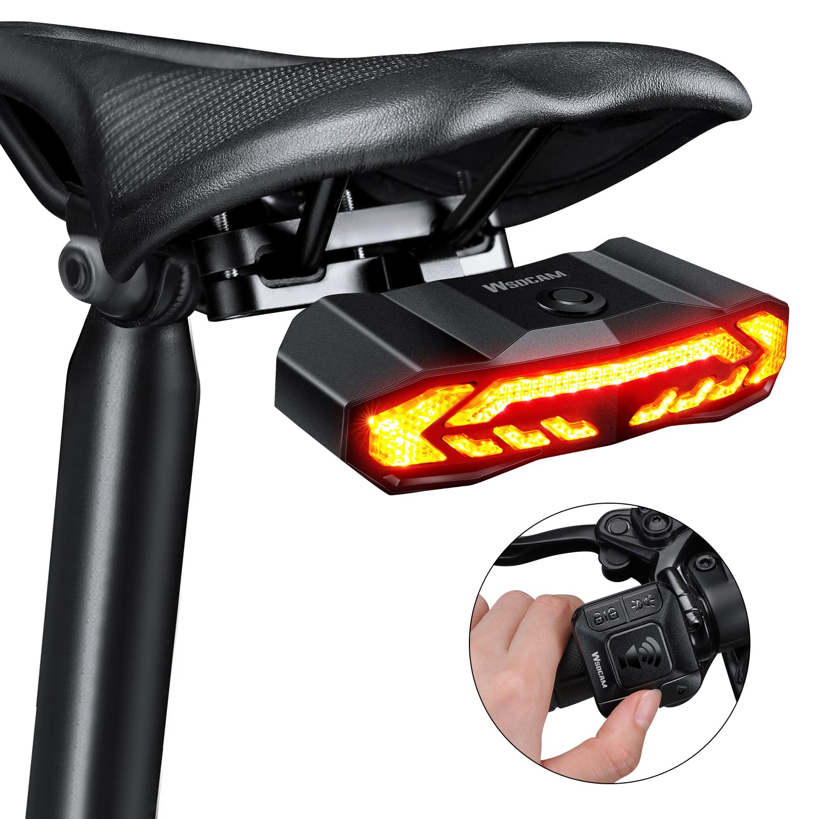 wsdcam front view of tail light showing LEDs and compact housing for improved rear visibility