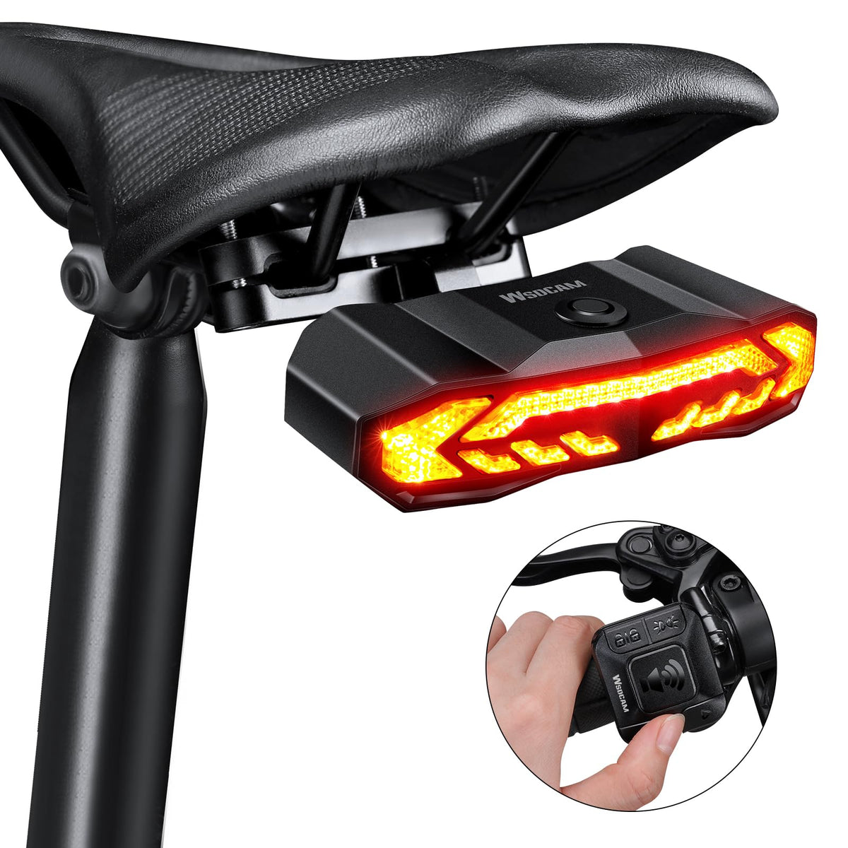 wsdcam front view of tail light showing LEDs and compact housing for improved rear visibility