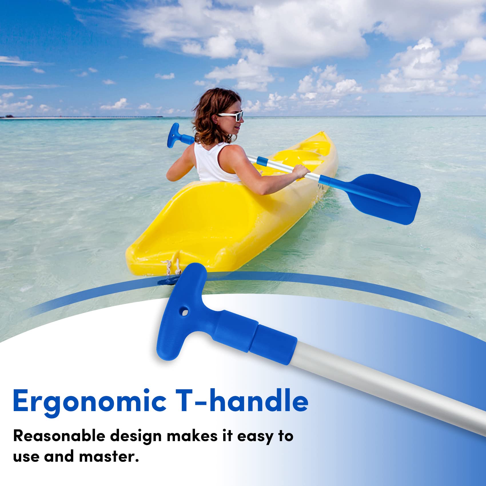 WTMORE collapsed paddle beside ruler showing compact 21-inch storage benefit