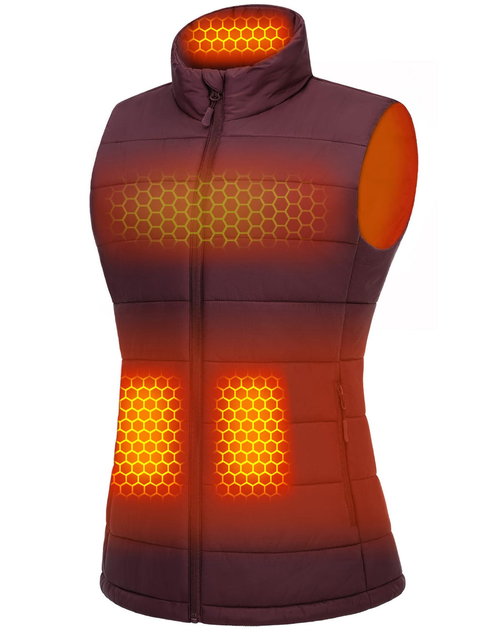 Wulcea front view of heated vest showing fit and fast-warming benefit
