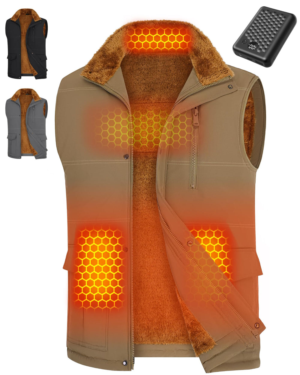 Wulcea vest front view showing slim fit and camo warmth benefit