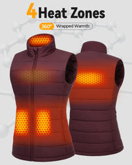 Wulcea vest worn at an outdoor stadium providing portable warmth benefit