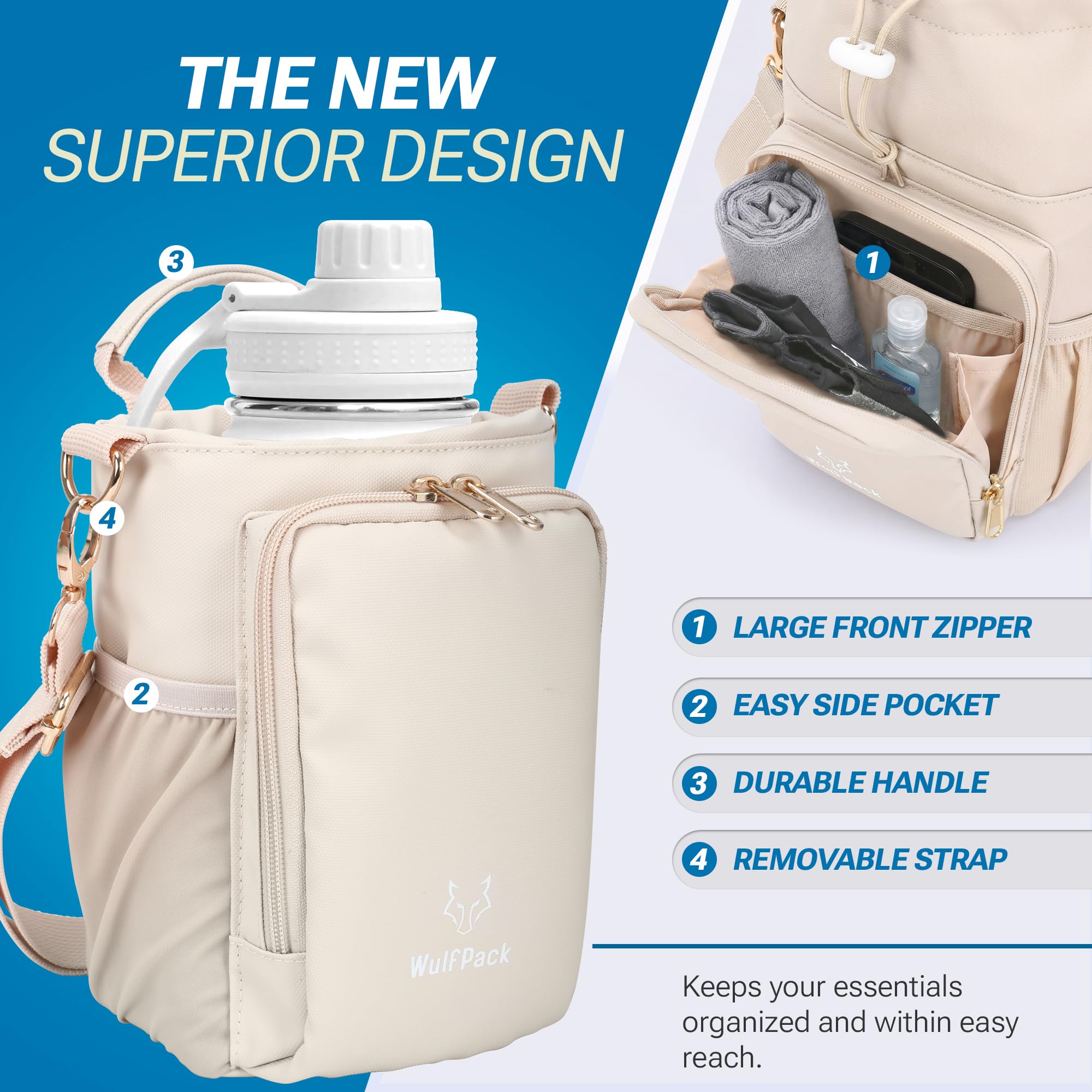WulfPack side pocket with phone visible demonstrating unobstructed access