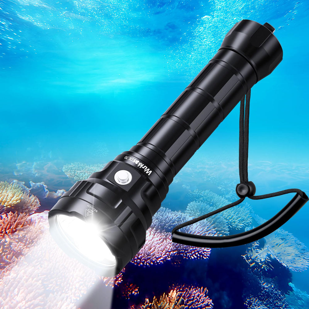 Wurkkos DL70 front angle showing powerful beam and rugged bezel