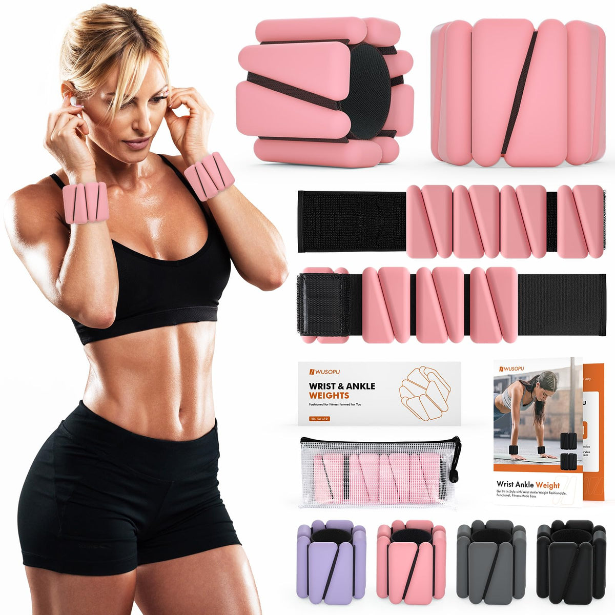 WUSOPU front view pink bracelets showing sleek design and portability