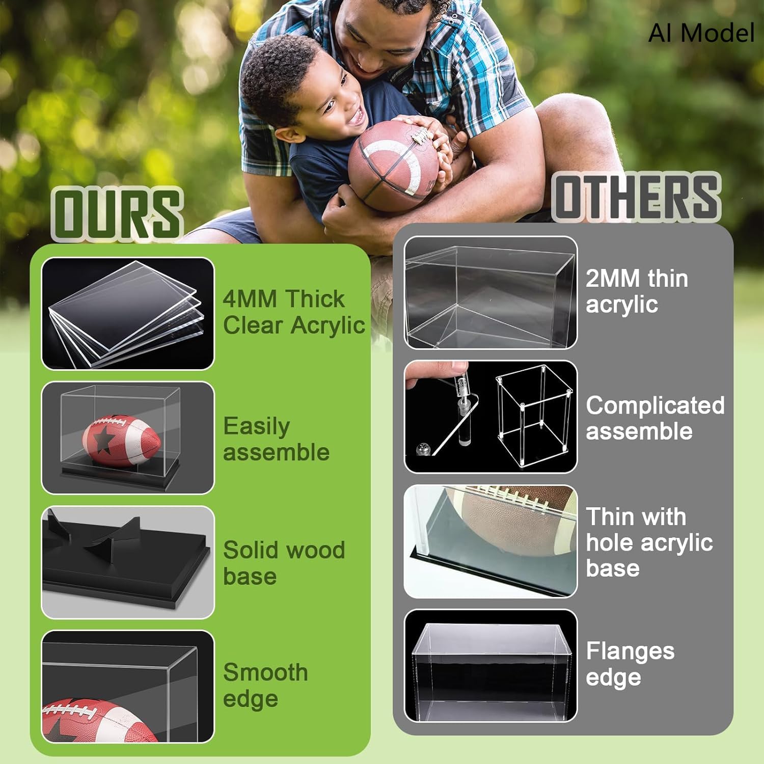 WYFHLPMMA football in case showing 360-degree view and dust protection benefit