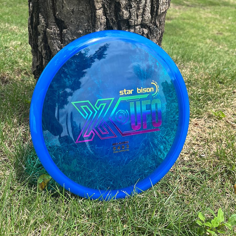 X-UFO discs beside ruler showing size and 170–173g weight reference