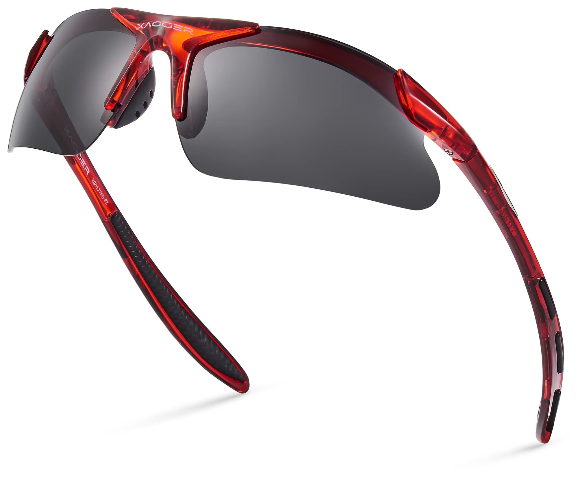 Xagger front view of youth sunglasses showing sporty fit and comfortable design