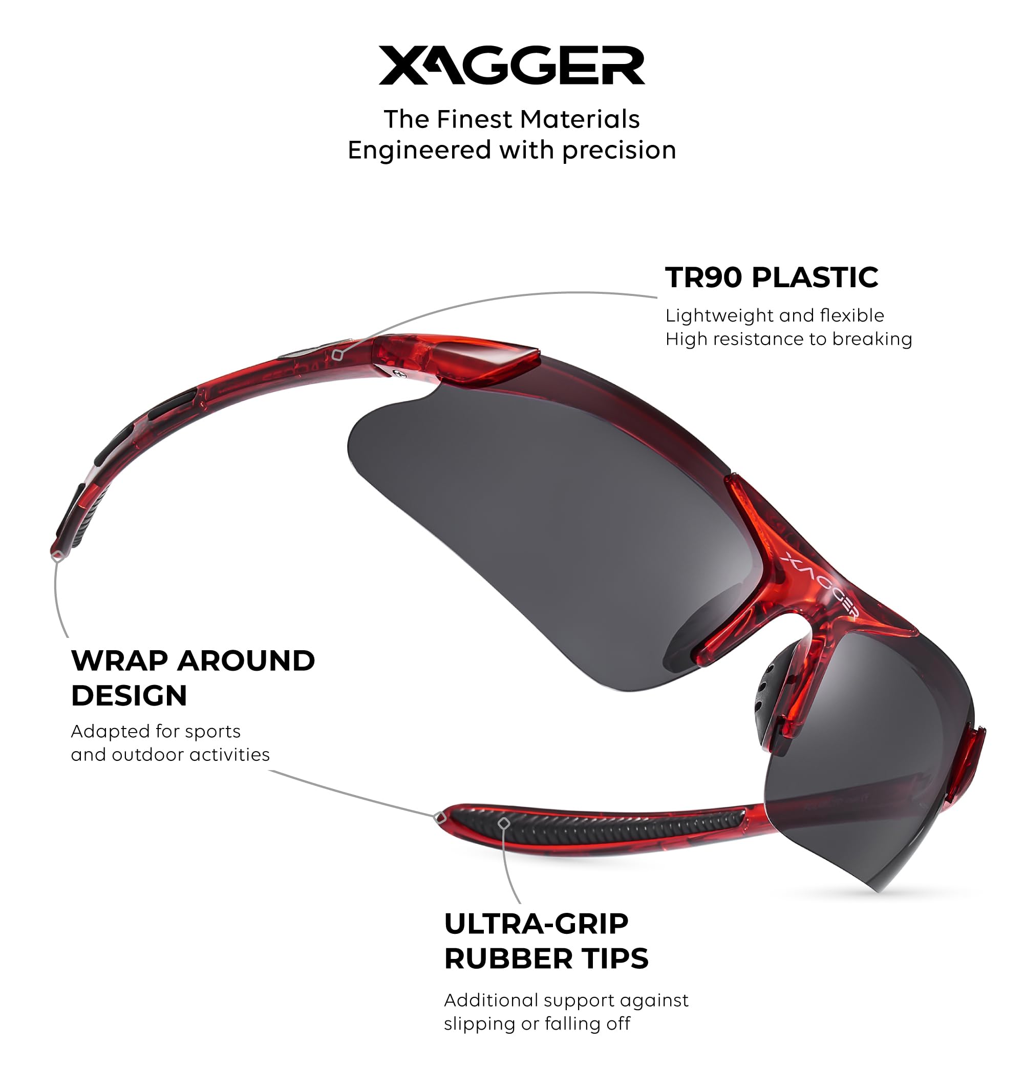 Xagger polarized lens closeup highlighting anti-glare clarity and improved vision