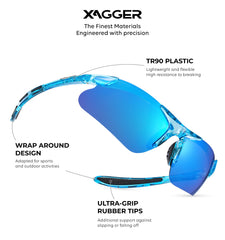 Xagger polarized lens close-up highlighting glare reduction benefit