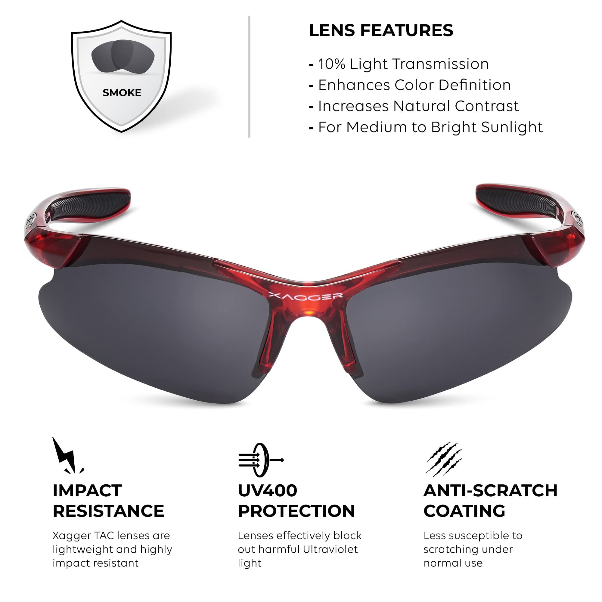 Xagger TR90 frame side view showing flexible durable construction and secure fit