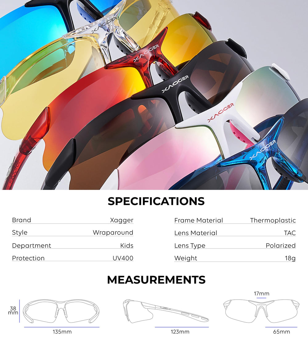 Xagger sunglasses in hand to show youth size and lightweight travel-friendly design