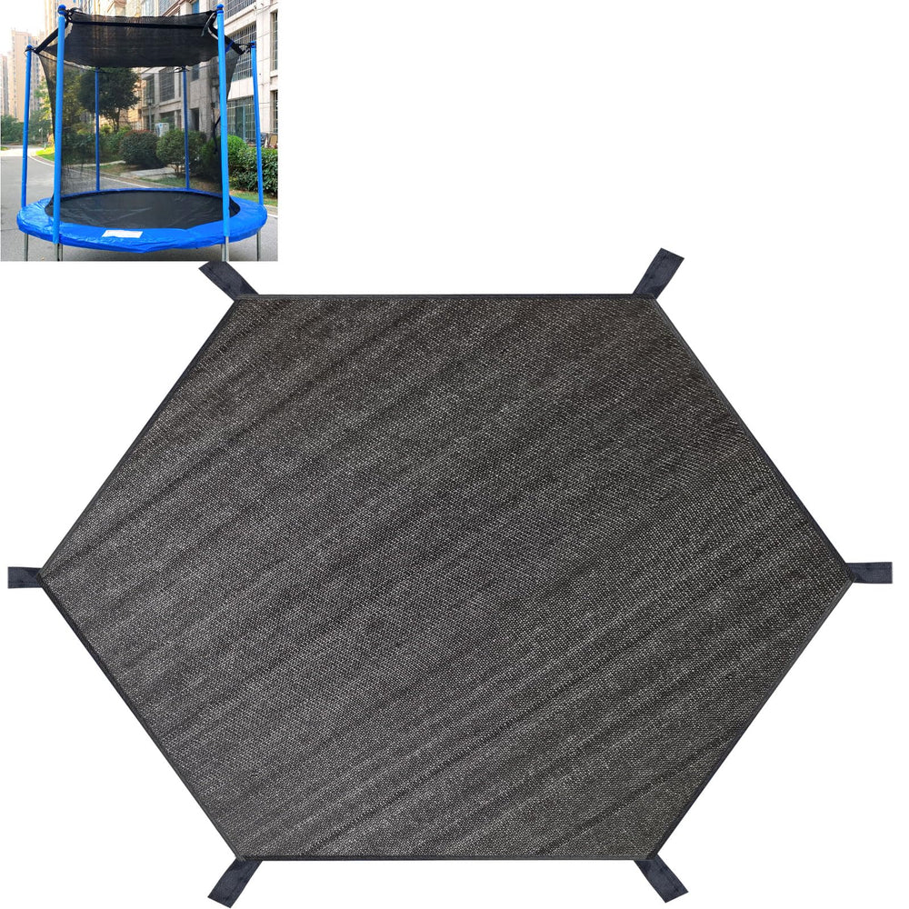 XATAMIO front view of 12FT shade cover fitted on round trampoline for cool play