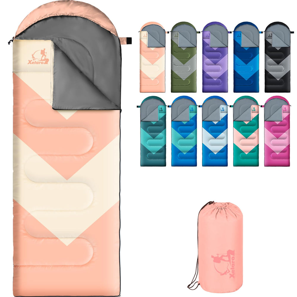 Xelaro front view sleeping bag showing full rectangular length and roomy fit