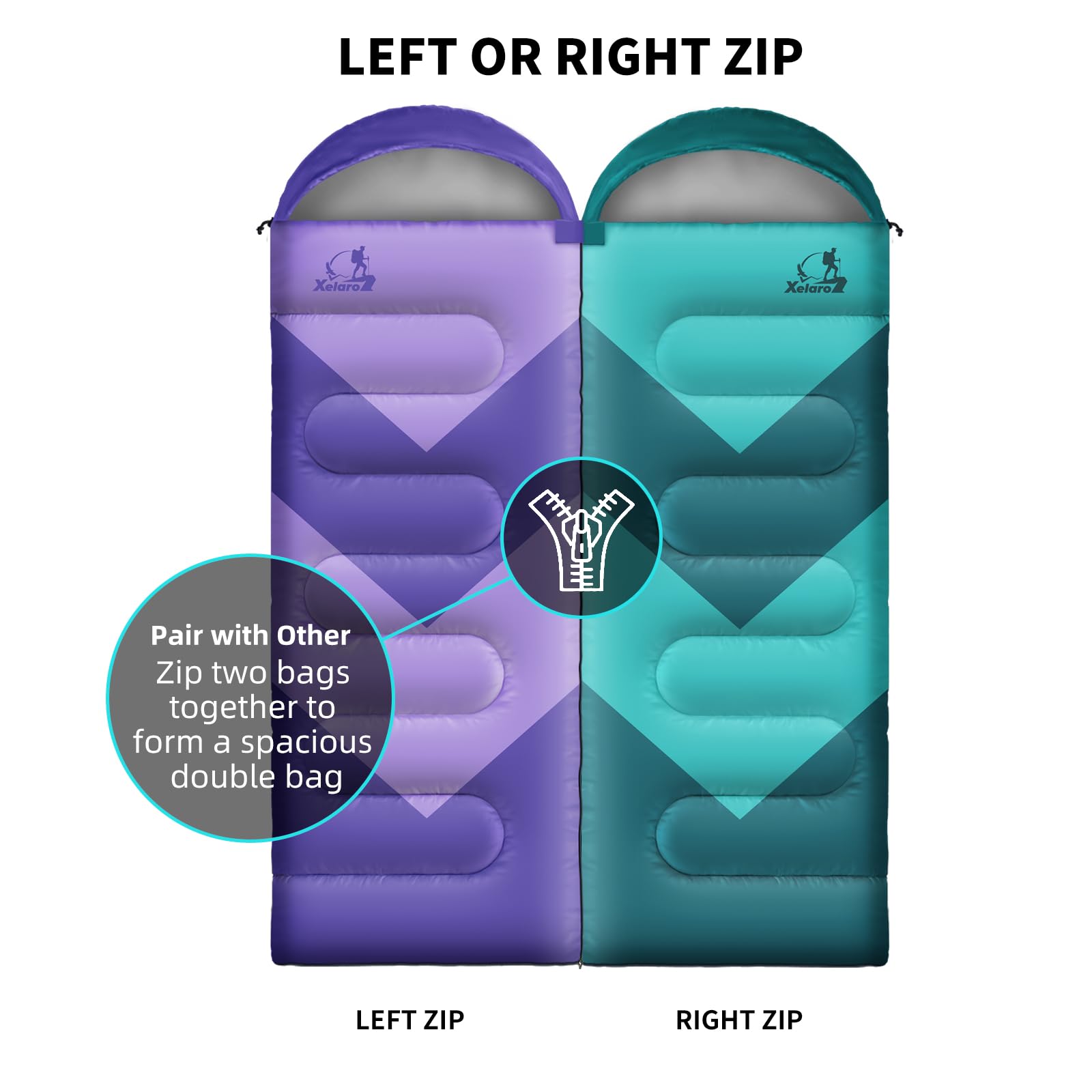 Xelaro sleeping bag in use at campsite offering cozy warmth and weather coverage outdoors