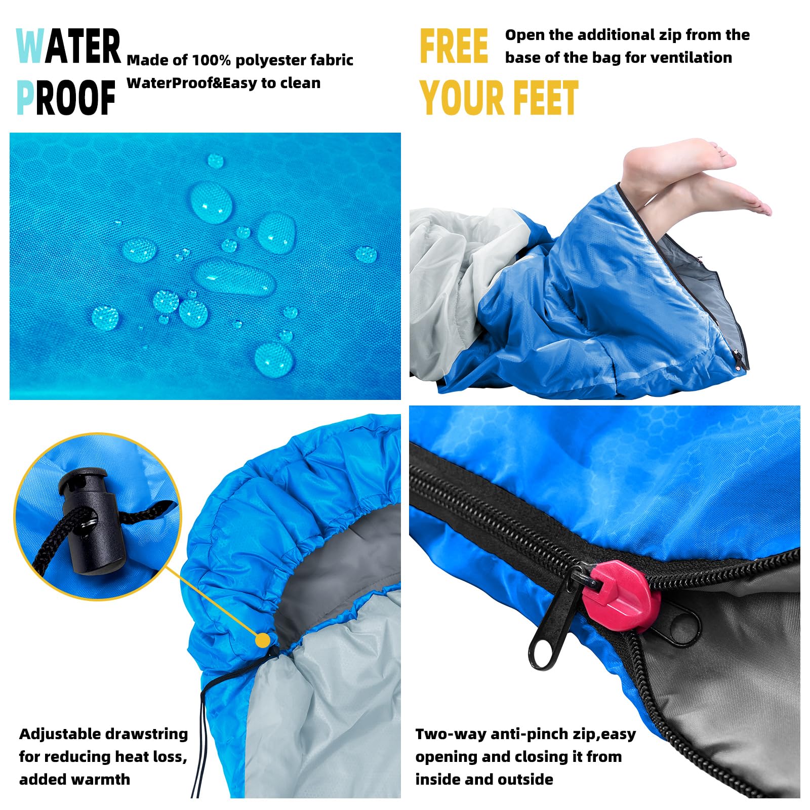 Xelaro two-way zipper and drawcord detail offering easy ventilation control