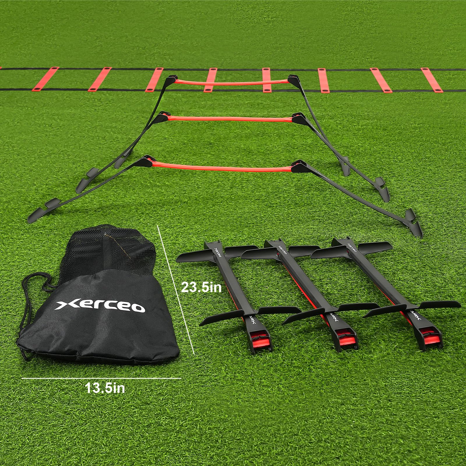 Xerceo folded hurdles stacked flat to save space and simplify storage