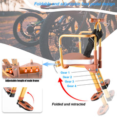 XIEEIX pedal adjustment detail demonstrating four-level fit for growing legs