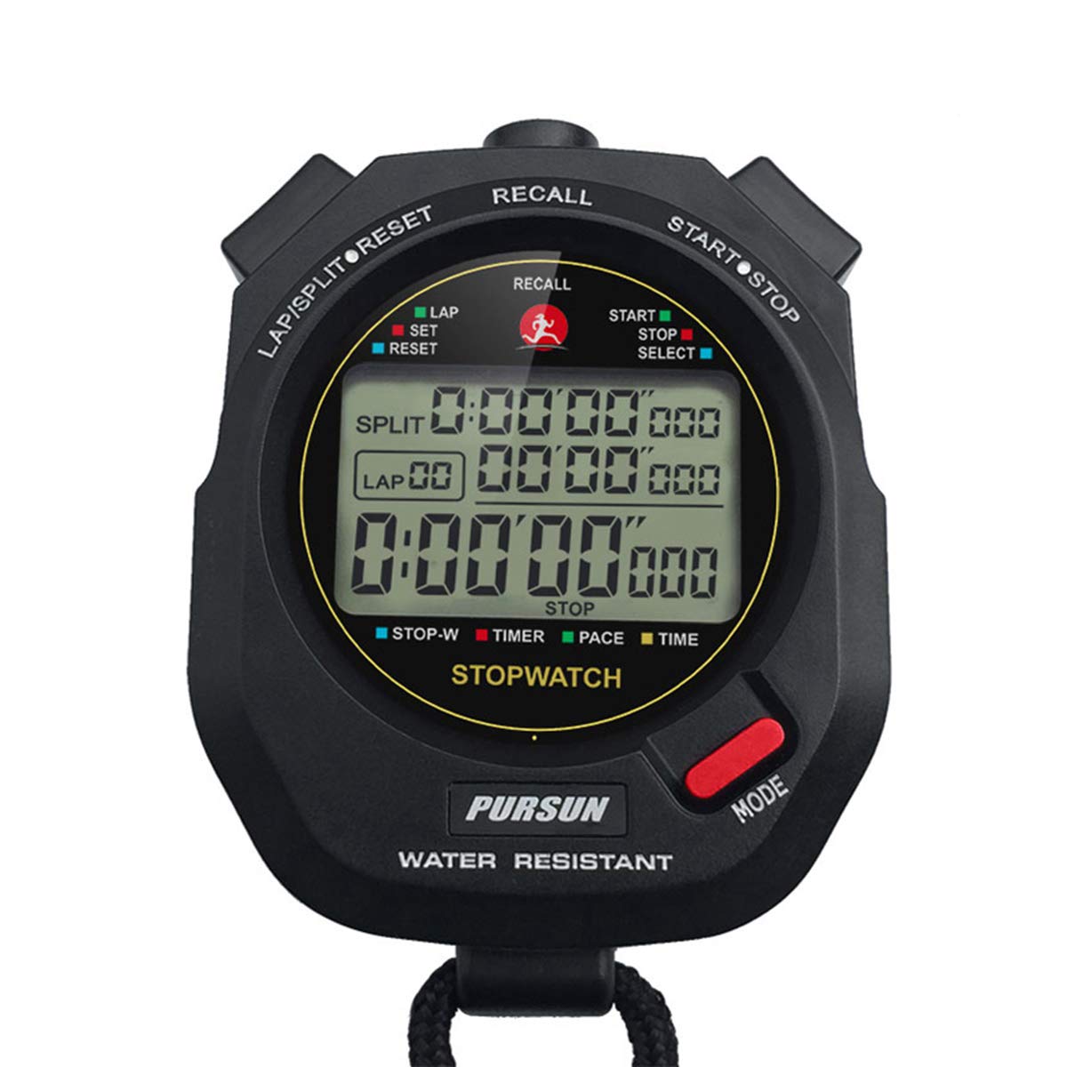 xinko stopwatch front display showing time and lap readouts for quick reference