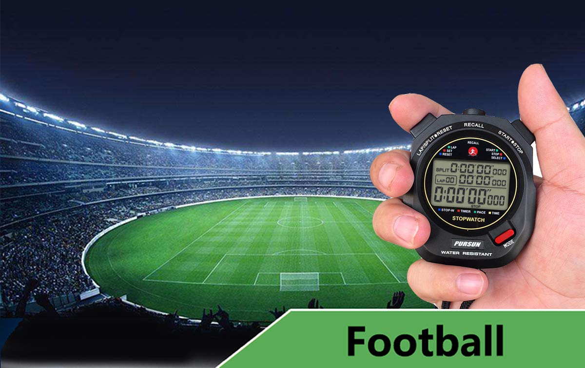 xinko stopwatch next to lanyard showing lightweight size and portable convenience