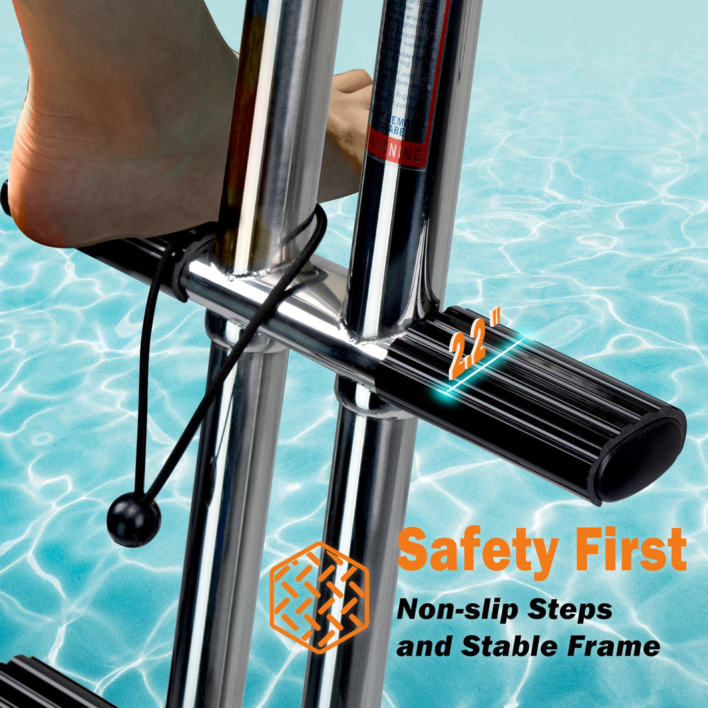 XinKunmarine folded ladder stowed to save deck space showing compact storage benefit