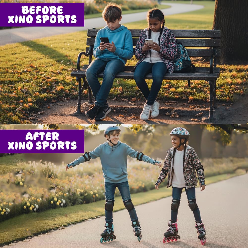 Xino Sports LED wheels lit in motion improving visibility and making skating fun