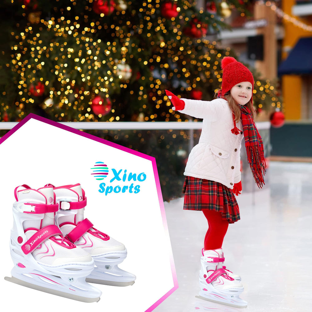 Xino Sports size comparison with toddler foot showing grow-with-you fit