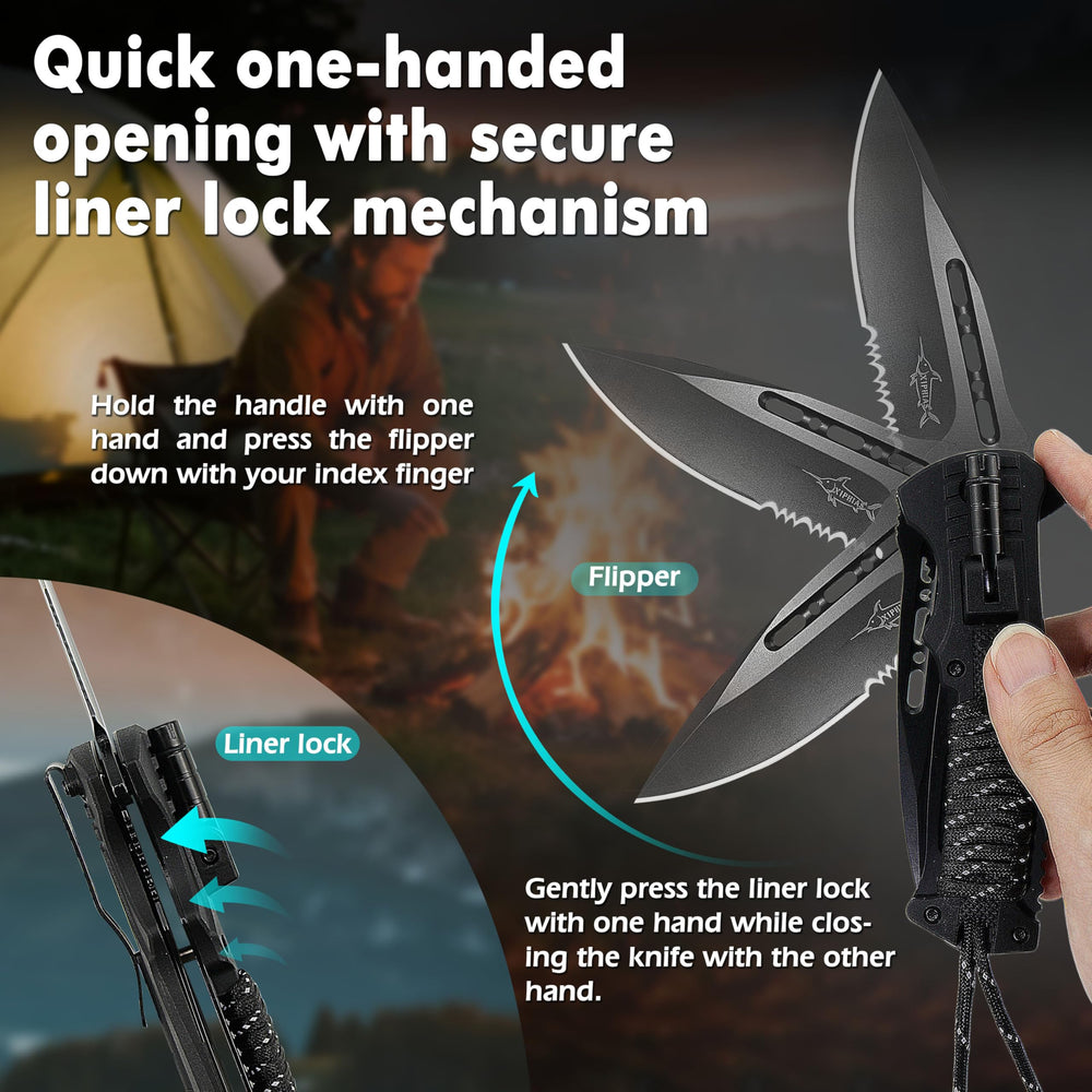 XIPHIAS whistle and paracord detail showing emergency signaling and utility
