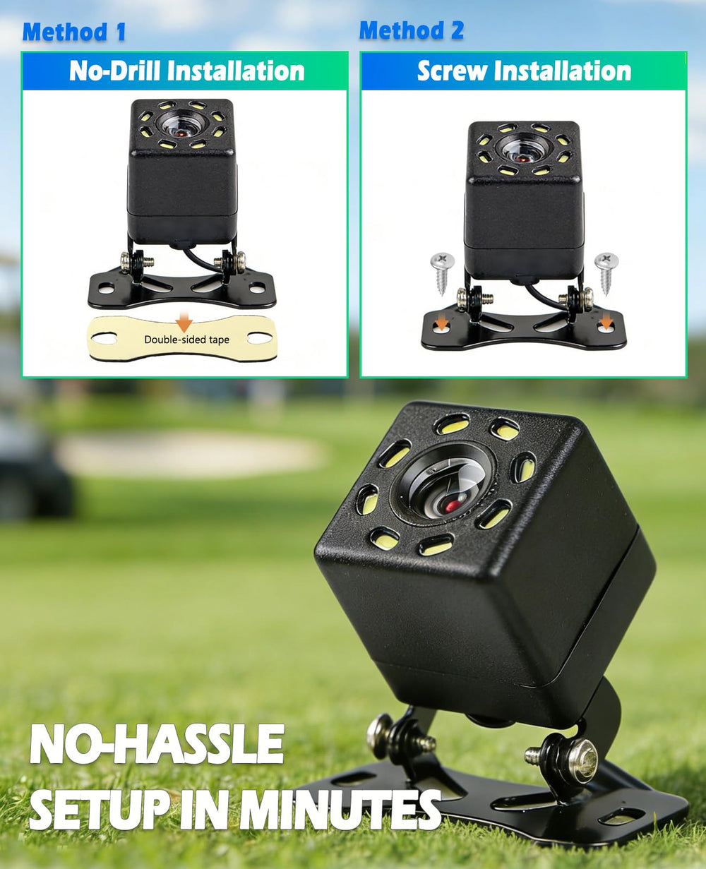 Xislet rear camera mounted on golf cart providing expanded rear visibility