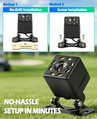 Xislet rear camera mounted on golf cart providing expanded rear visibility