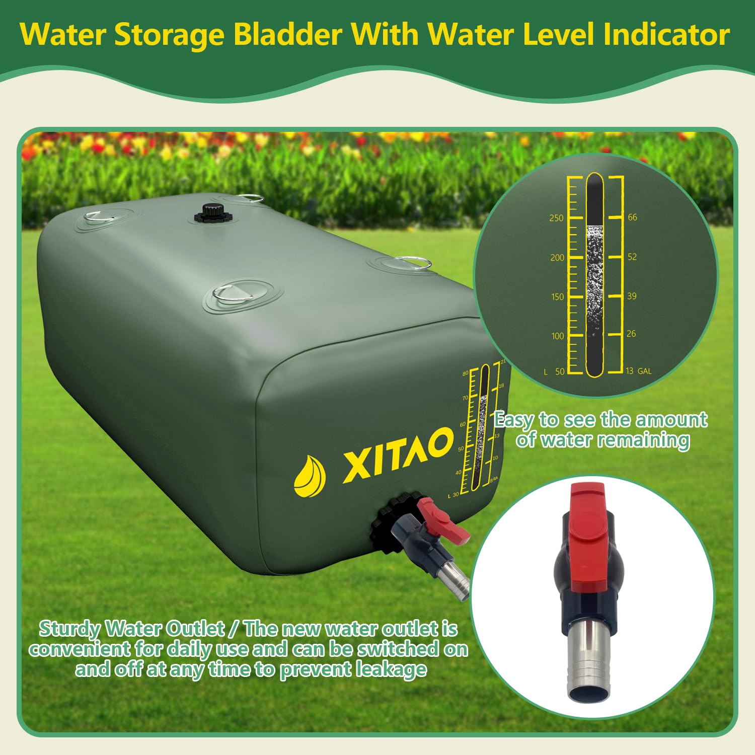 XITAO close-up of patented water level indicator for quick volume checks