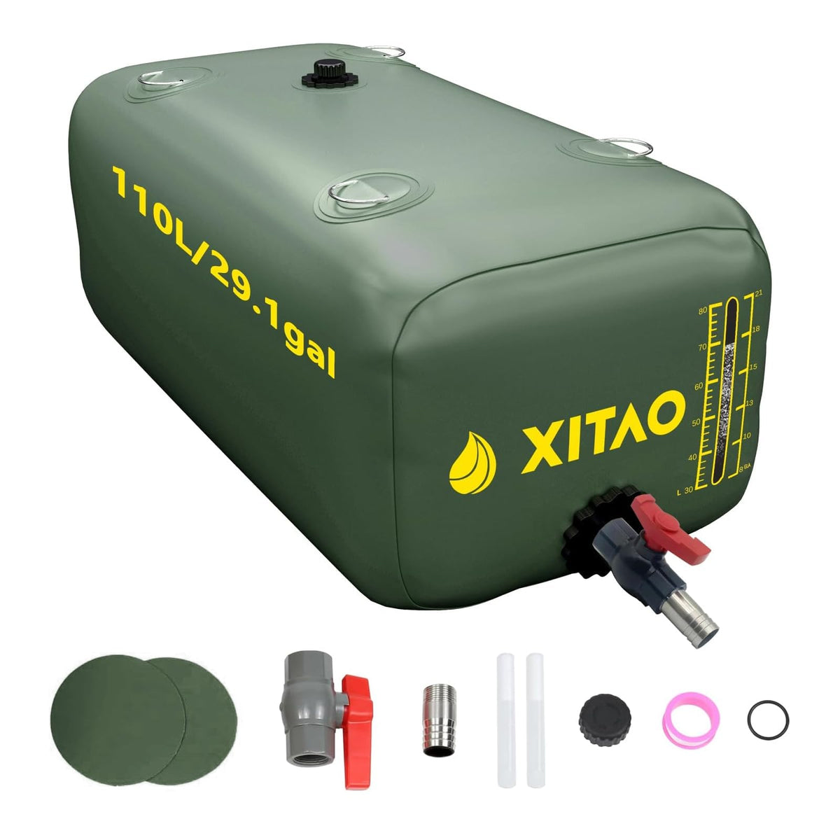 XITAO front view of 110L bladder showing shape and capacity benefit