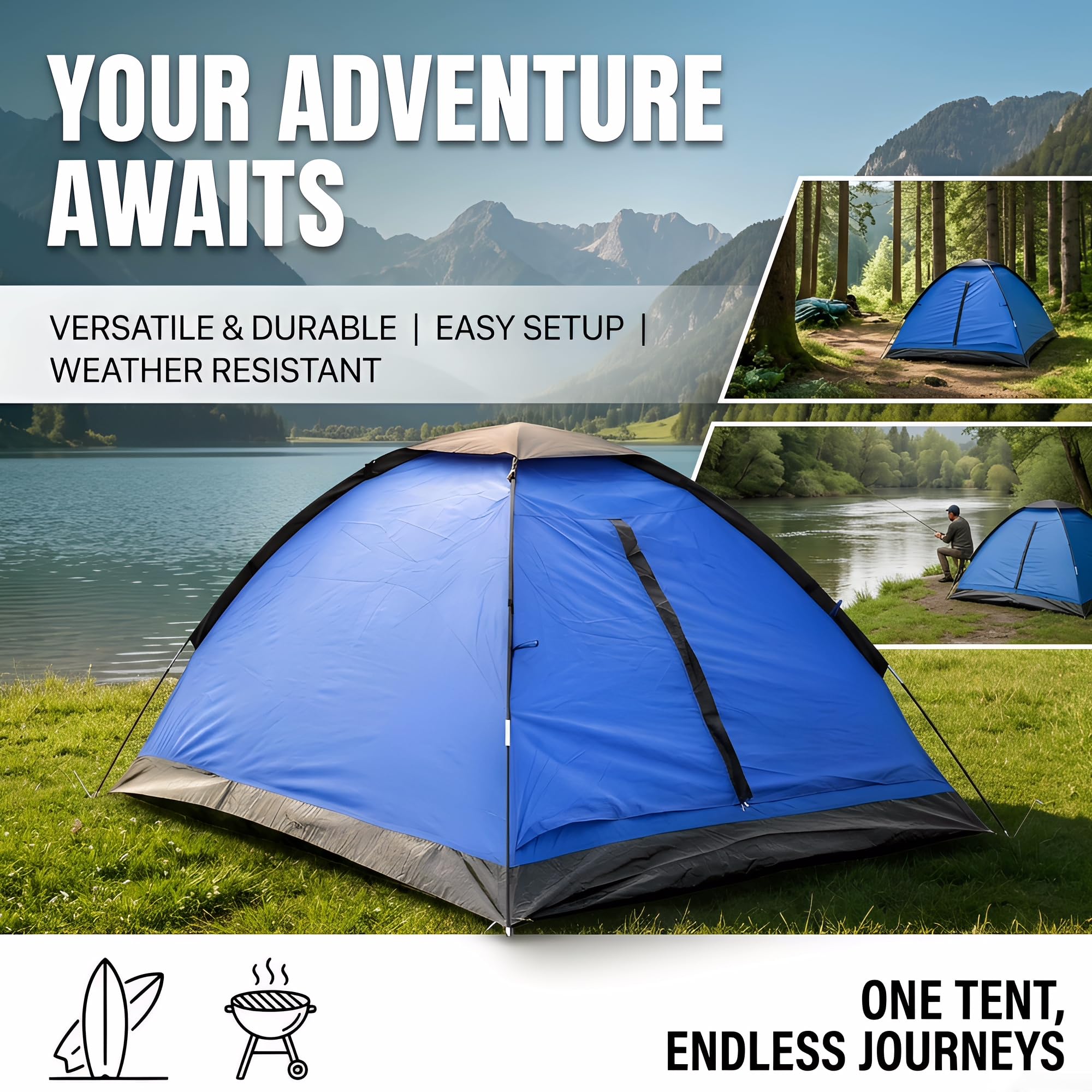 XL tent floor closeup showing 150D Oxford material and water protection