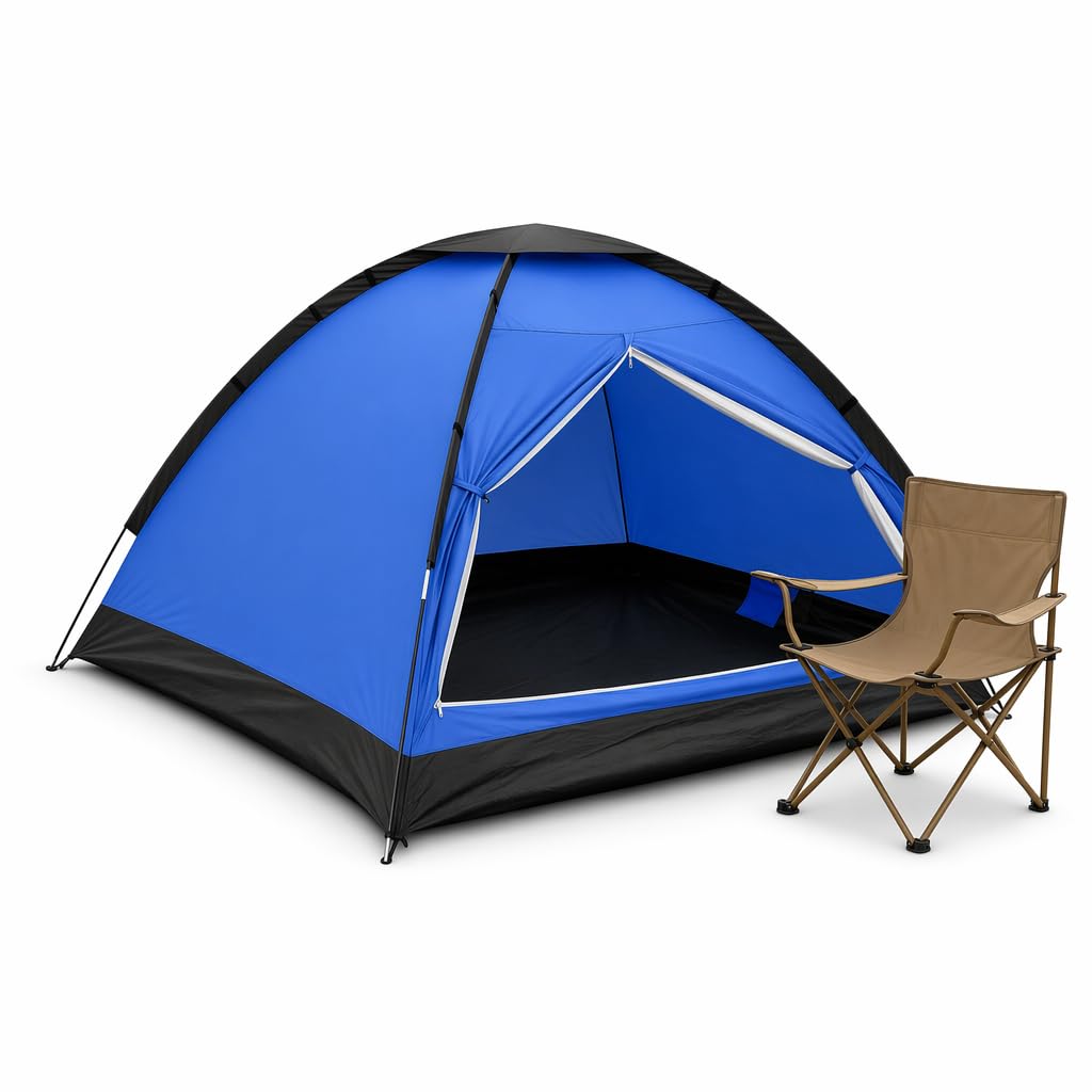 XL camping tent front view showing shelter and easy setup benefit