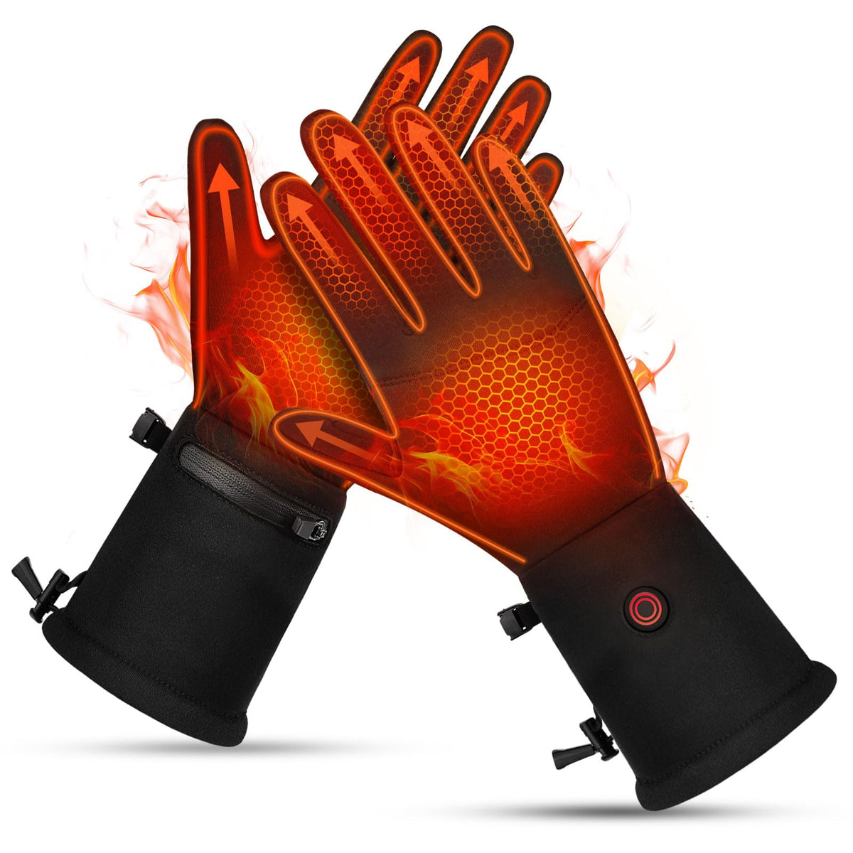 Xmaceds front view of heated liner gloves showing slim fit and styling benefit