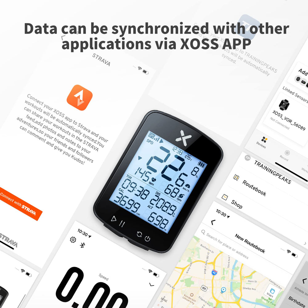 XOSS G+ Gen2 screen in daylight with auto backlight for clear visibility