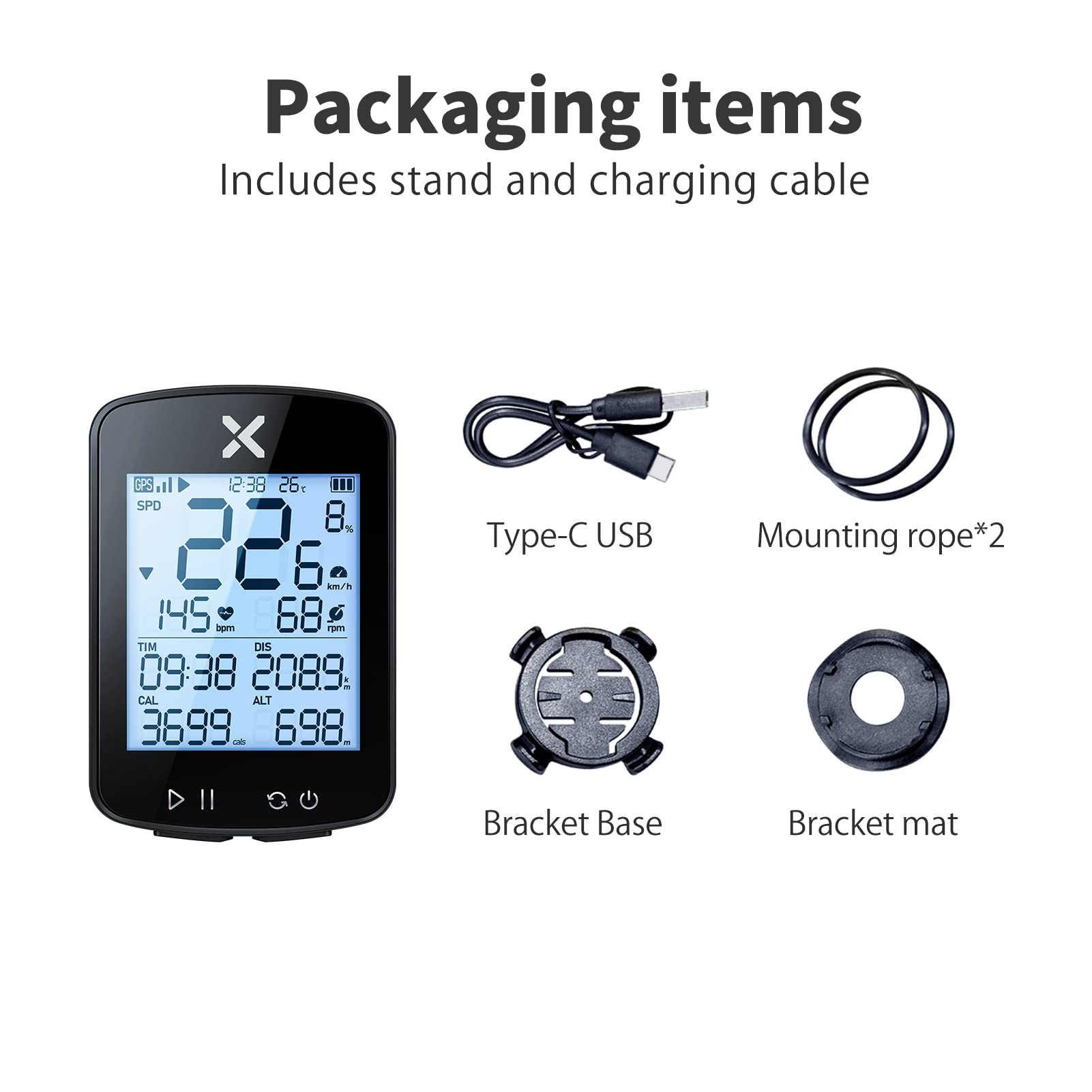 XOSS G+ Gen2 beside a smartphone illustrating compact size and portability