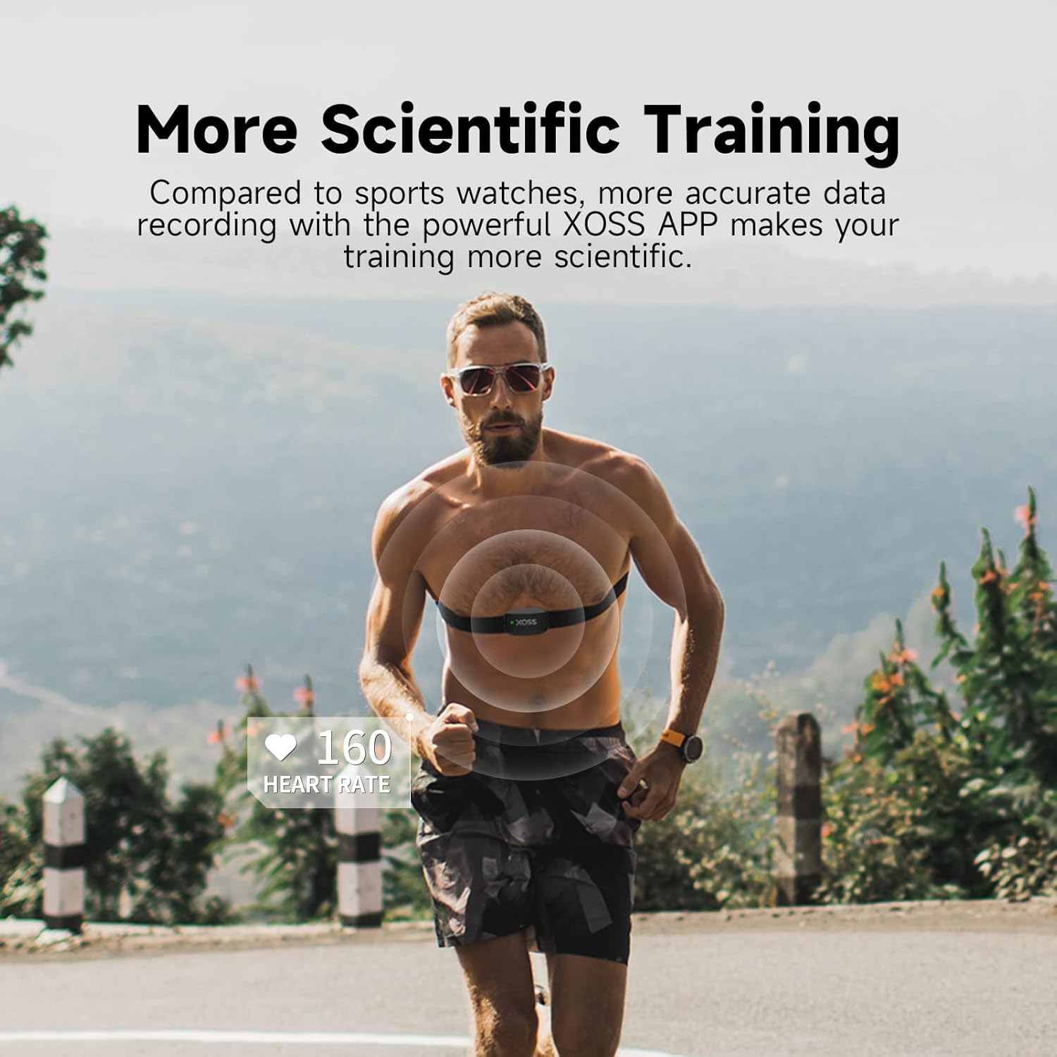 XOSS X2 paired with bike computer showing real-time heart rate data
