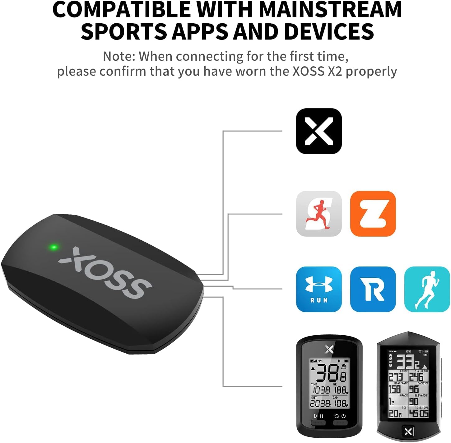 XOSS strap close-up texture highlighting adjustable comfortable fit