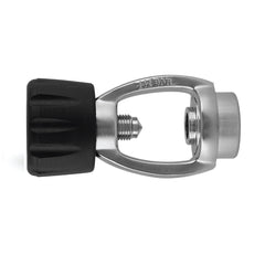 XS Scuba chrome spin-on yoke front view showing secure conversion benefit