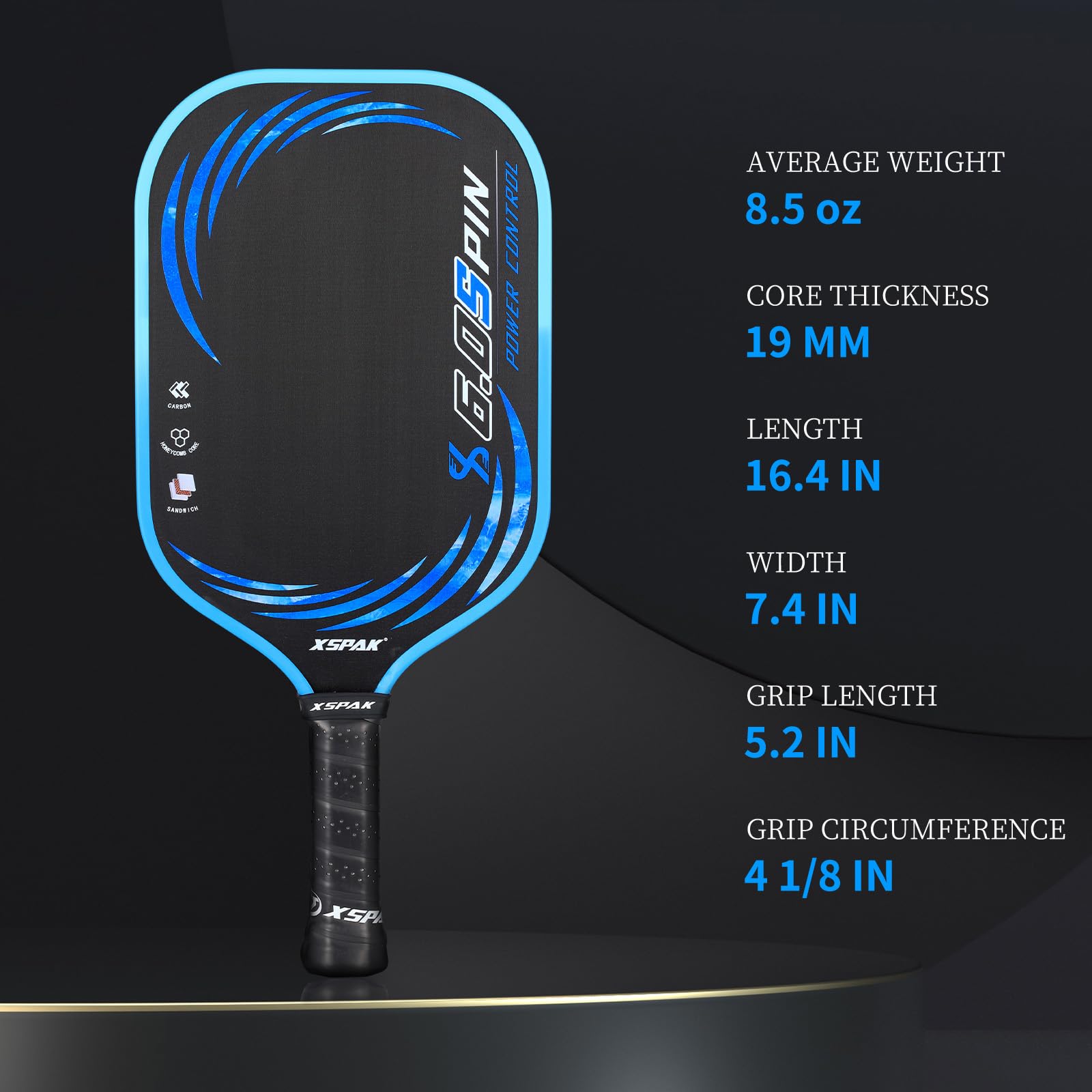 XS XSPAK close-up of T700 carbon texture providing durable spin surface