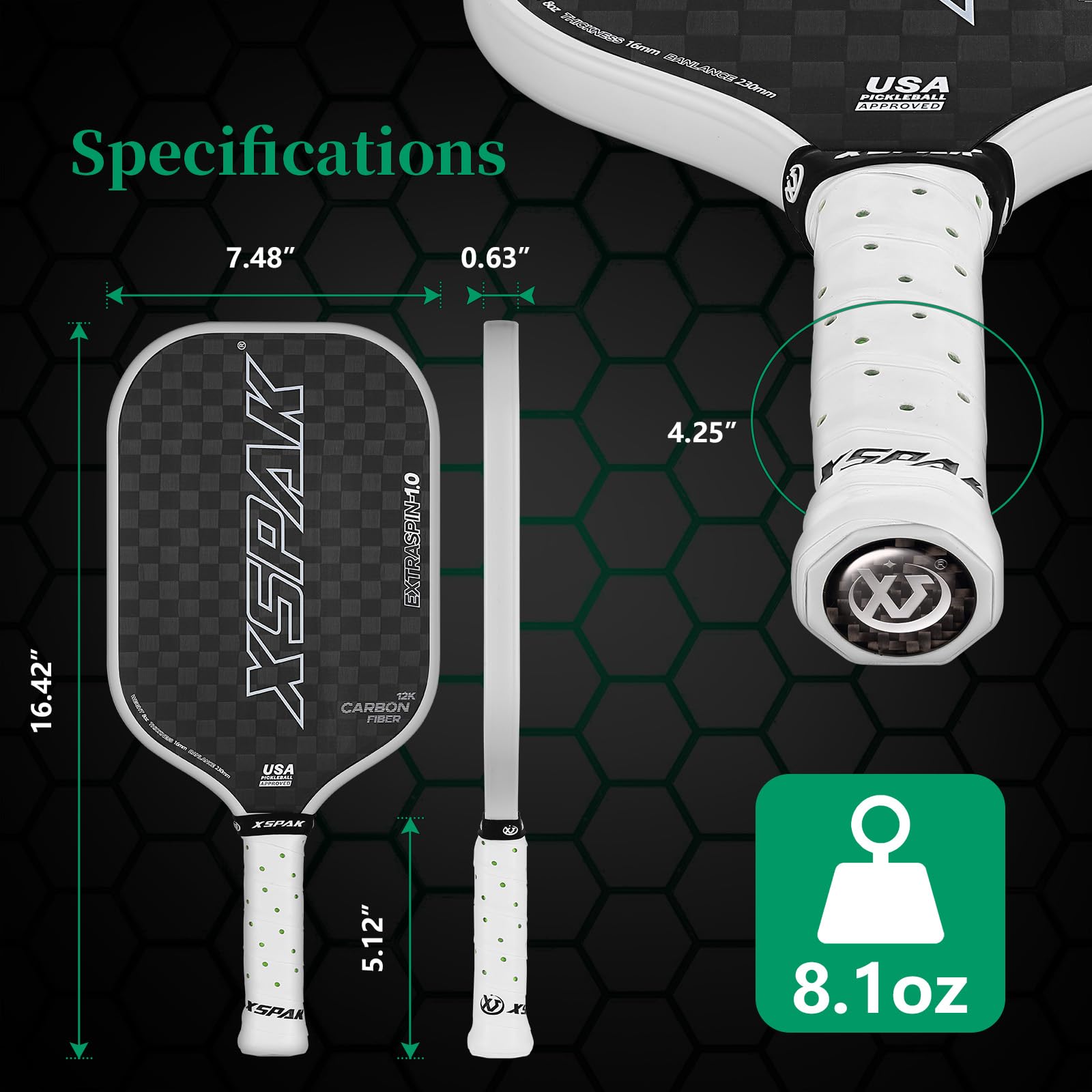 XS XSPAK close-up of Toray T700-12K carbon weave illustrating responsive rebound