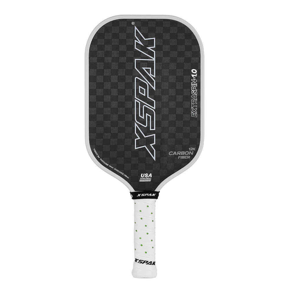 XS XSPAK paddle front face showing tournament-ready carbon surface and control