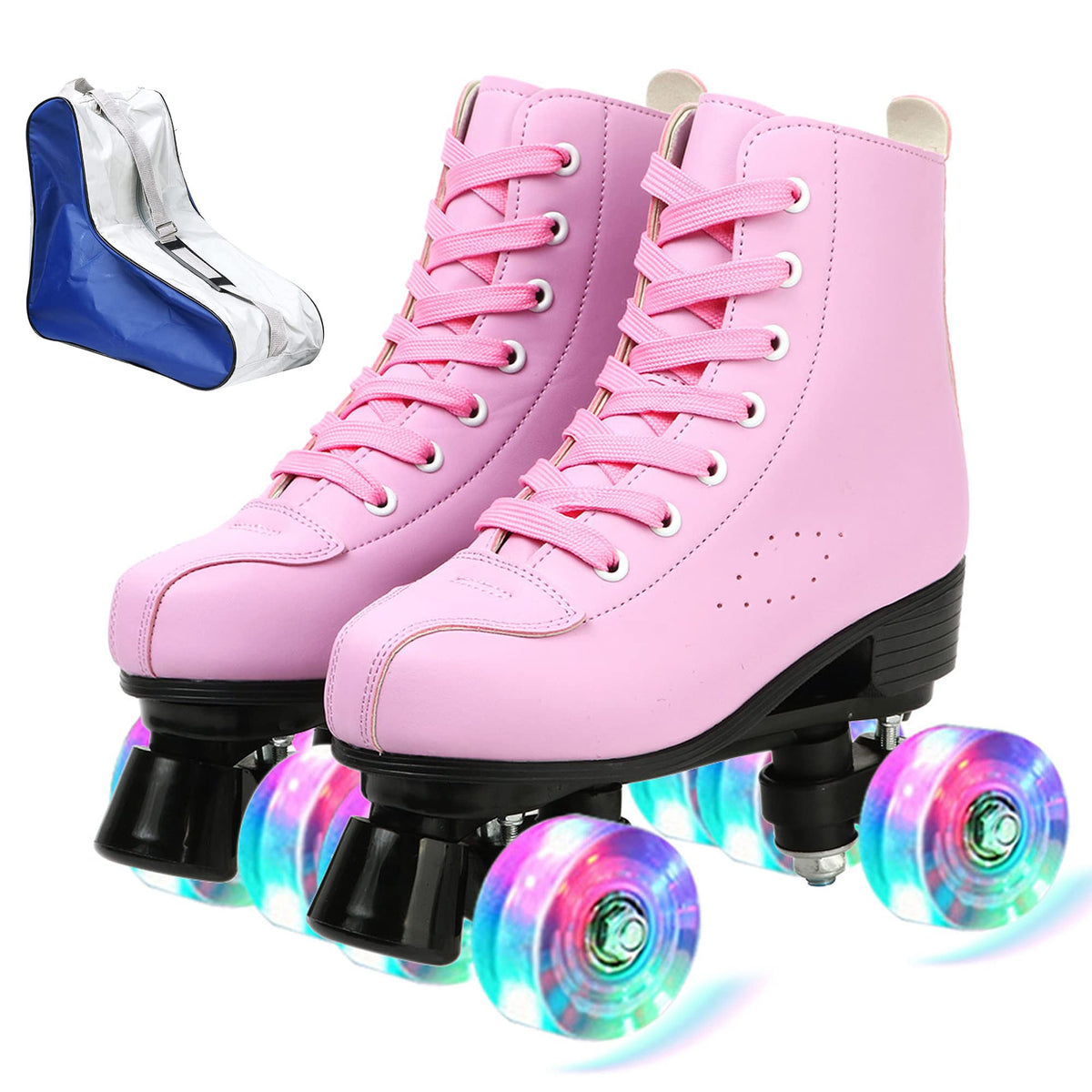 XUDREZ front view pink flash high-top skates showing fit and style benefits