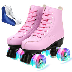 XUDREZ front view pink flash high-top skates showing fit and style benefits