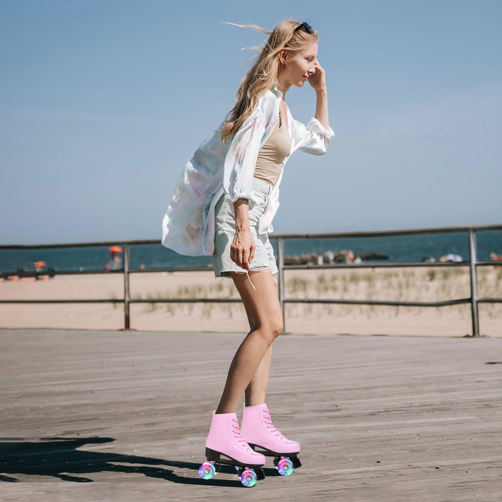 XUDREZ skates next to ruler showing size and scale for accurate fitting