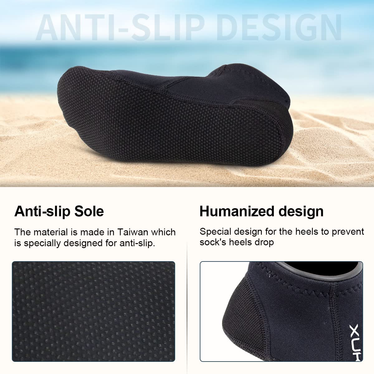 XUKER side profile on foot demonstrating snug ergonomic fit benefit