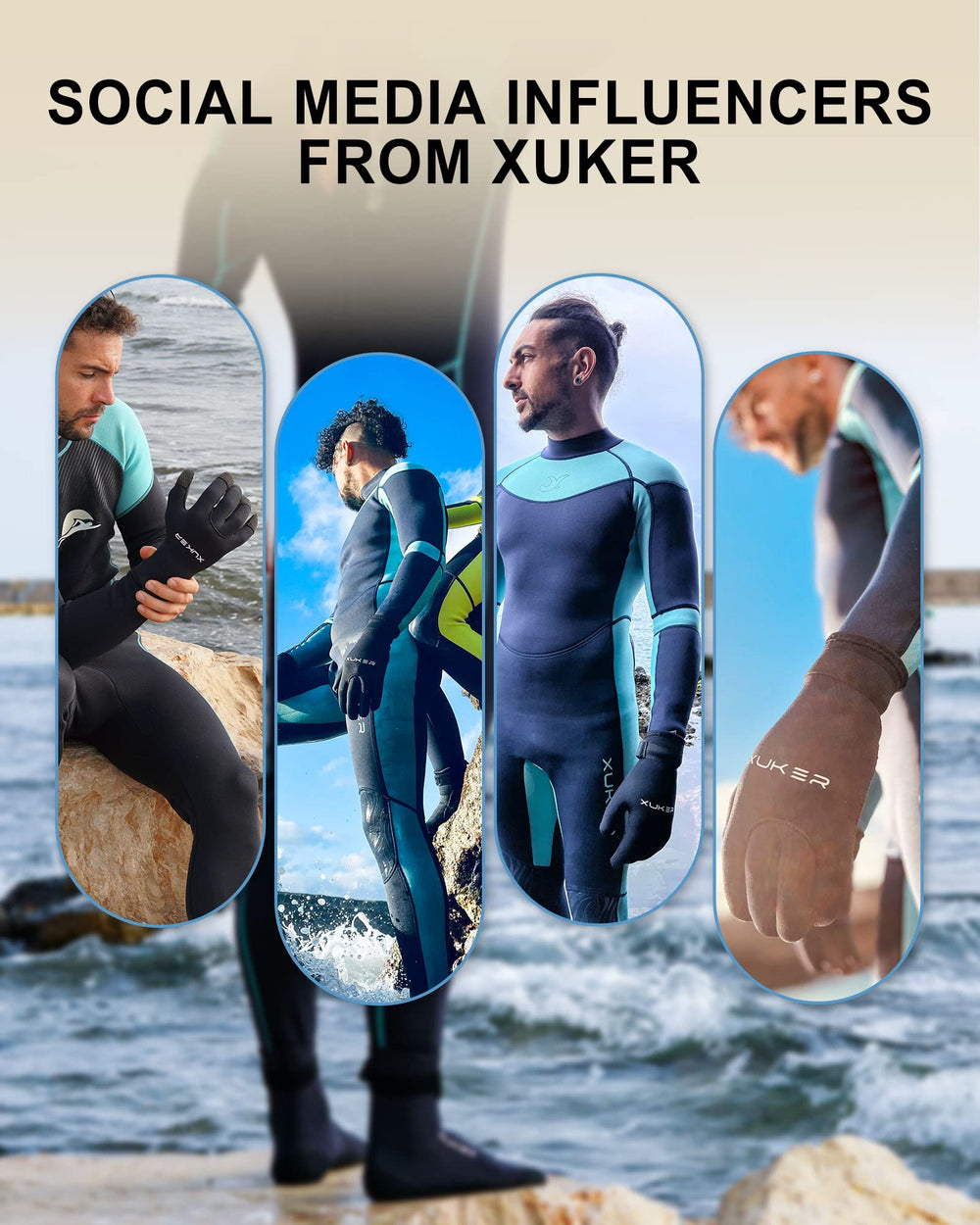 XUKER size scale next to a foot, helps choose correct fit