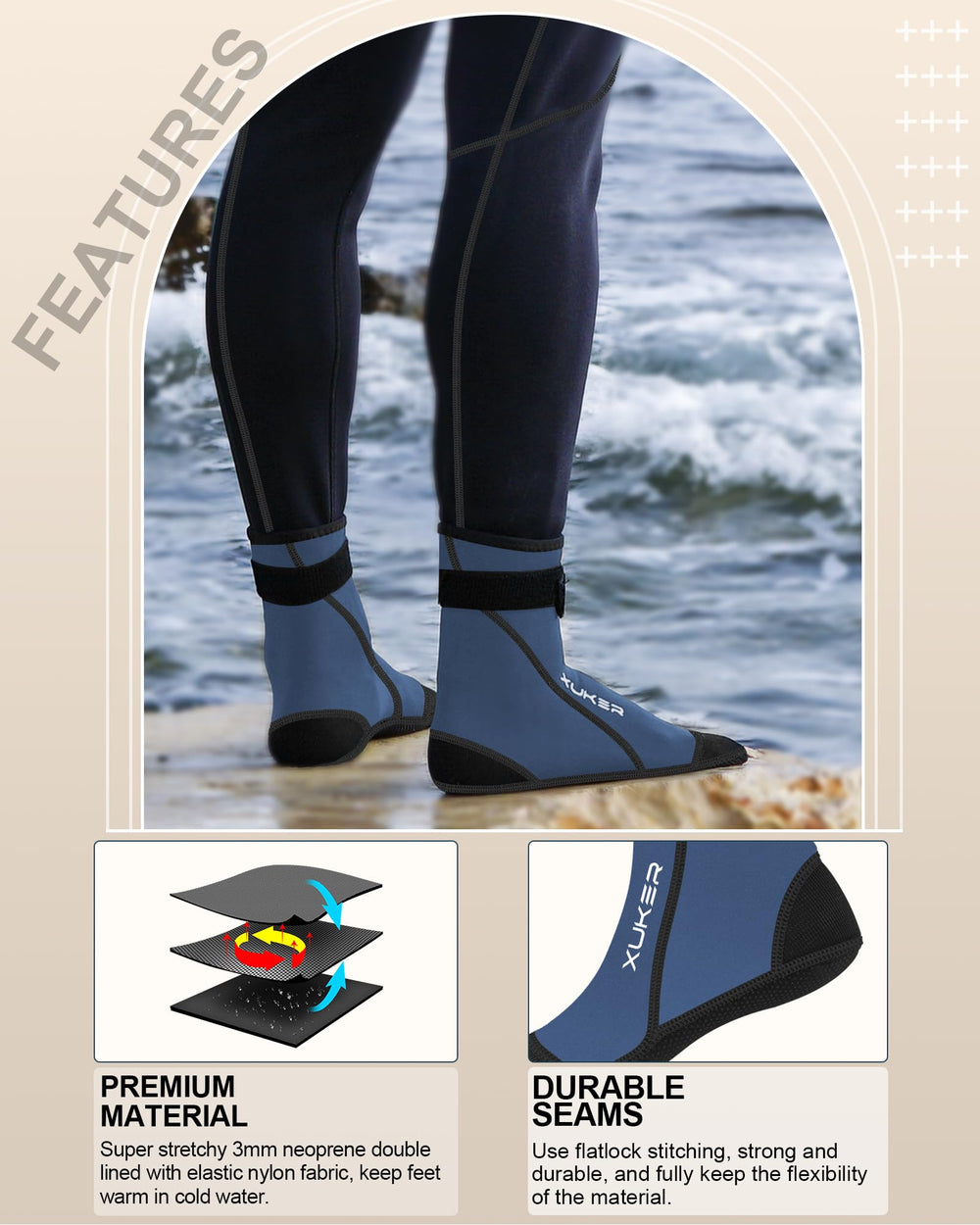 XUKER close-up of anti-slip sole texture for better traction